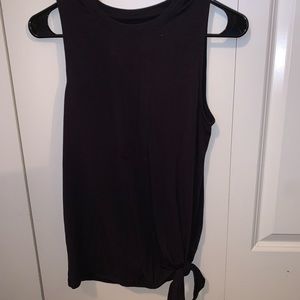 Black Side Tie Waist Workout Top- Small